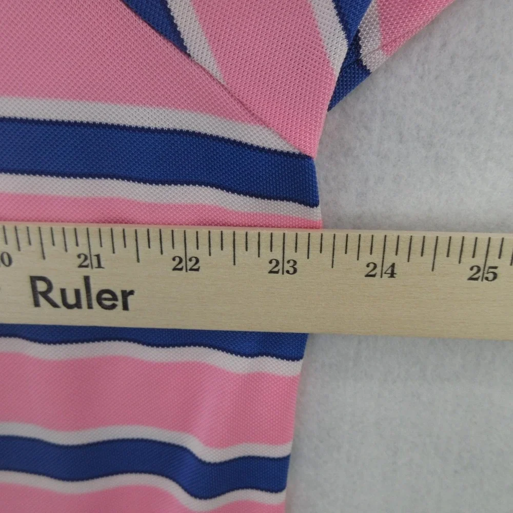 RLX Ralph Lauren Polo Shirt Mens Large Pink Striped Nicklaus North Whistler Golf